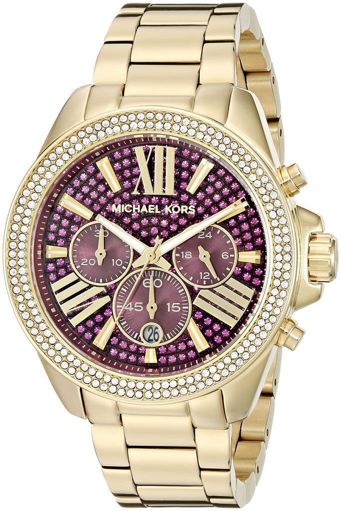 Michael Kors Wren Purple Dial Gold Steel Strap Watch for Women - MK6290