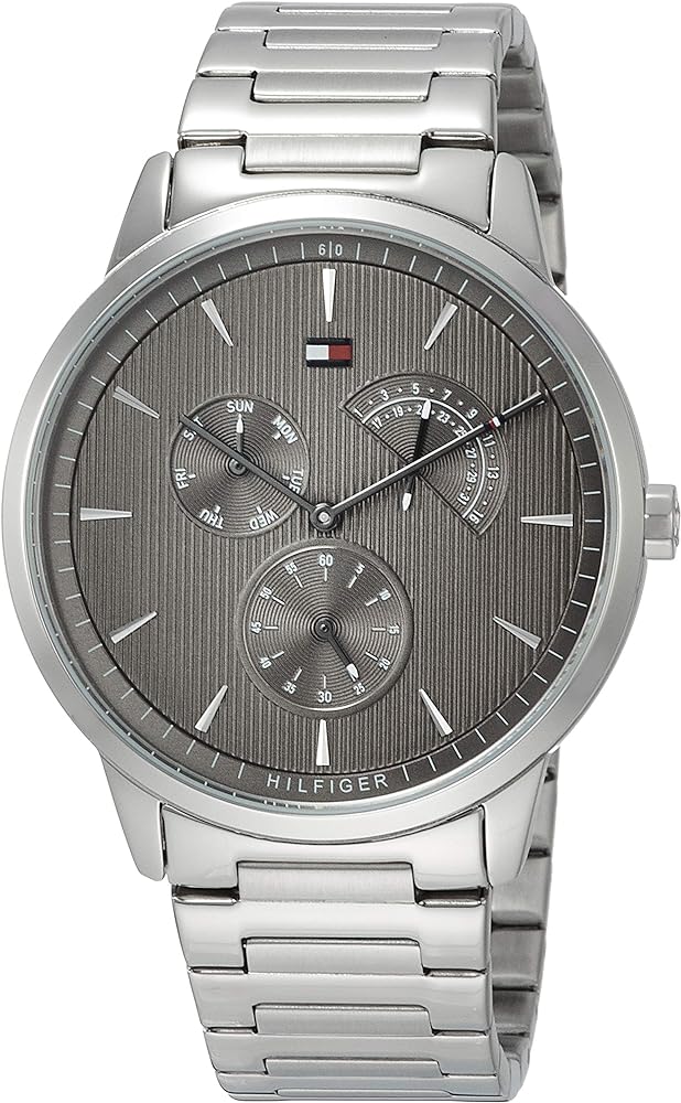 Tommy Hilfiger Brad Chronograph Quartz Grey Dial Silver Steel Strap Watch For Men - 1710385