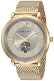 Versace V Circle Quartz Gold Dial Gold Mesh Bracelet Watch For Men - VBQ070017