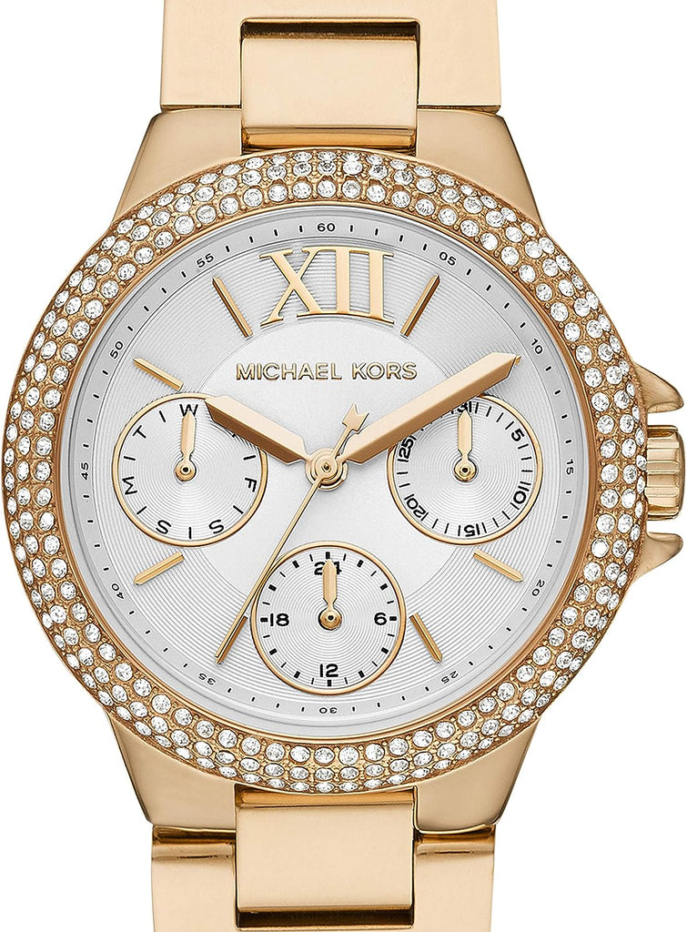 Michael Kors Camille Multifunction White Dial Rose Gold Steel Strap Watch For Women - MK6845
