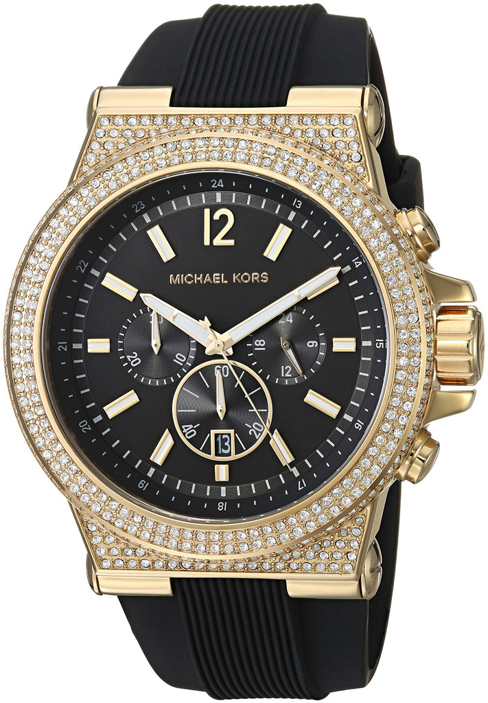Michael Kors Dylan Chronograph Black Dial Black Rubber Strap Watch For Women - MK8556