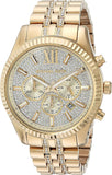 Michael Kors Lexington Chronograph Gold Dial Gold Steel Strap Watch For Men - MK8579