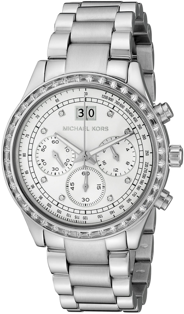 Michael Kors Brinkley Diamonds Silver Dial Silver Steel Strap Watch for Women - MK6186