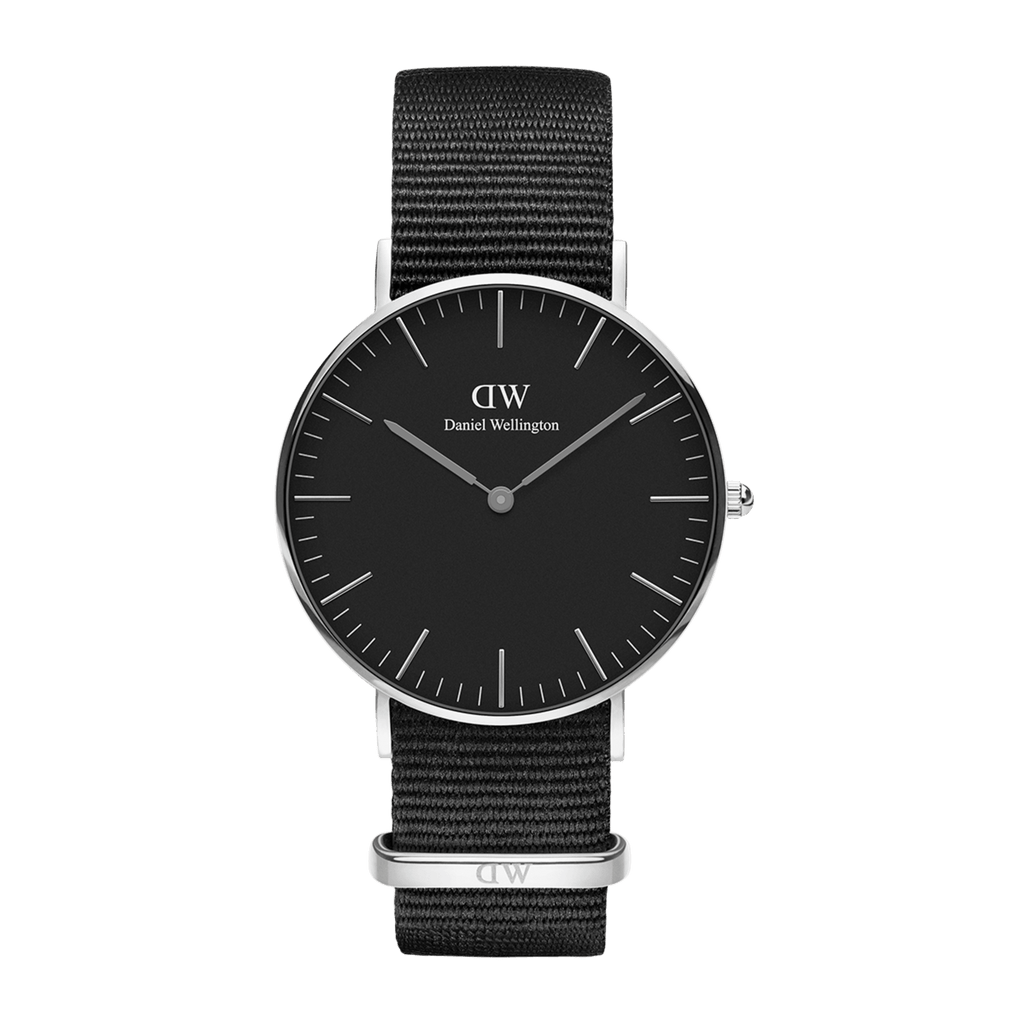 Daniel Wellington Classic Cornwall Black Dial Black Nylon Strap Watch For Women - DW00100149