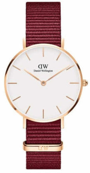 Daniel Wellington Petite Roselyn White Dial Red Nylon Strap Watch For Women - DW00100291