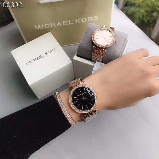 Mhichael Kors Darci Black Dial Rose Gold Steel Strap Watch for Women - MK3402