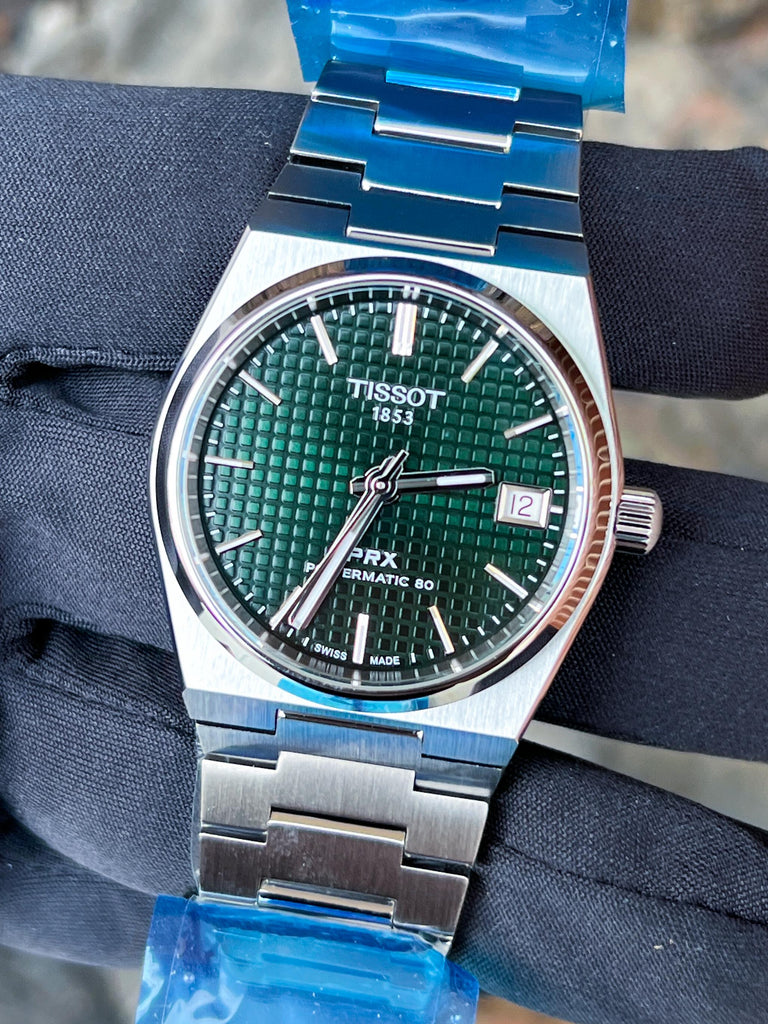 Tissot PRX Powermatic 80 Green Dial Silver Steel Strap Watch for Men - T137.207.11.091.00