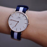 Daniel Wellington Classic Glasgow White Dial Two Tone NATO Strap Unisex Watch - DW00100047