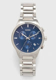 Hugo Boss Dapper Chronograph Blue Dial Silver Steel Strap Watch For Men - 1513927