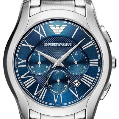 Emporio Armani Chronograph Quartz Blue Dial Silver Steel Strap Watch For Men - AR11082