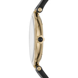 Emporio Armani Arianna Analog Silver Dial Black Leather Strap Watch For Women - AR11200