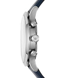 Emporio Armani Giovanni T Bar Chronograph Quartz Blue Dial Blue Leather Strap Watch For Men - AR11226