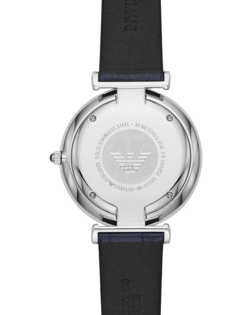 Emporio Armani Gianni T Bar Quartz Blue Dial Blue Leather Strap Watch For Men - AR11300