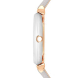Emporio Armani Gianni T Bar Quartz Mother of Pearl Dial White Leather Strap Watch For Women - AR1965