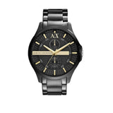 Armani Exchange Hampton Chronograph Black Dial Black Steel Strap Watch For Men - AX2121