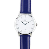 Daniel Wellington Dapper Somerset White Dial Blue Leather Strap Watch For Men - DW00100192