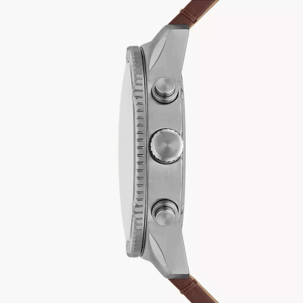 Fossil Brox Multifunction Green Dial Brown Leather Strap Watch for Men - BQ2801