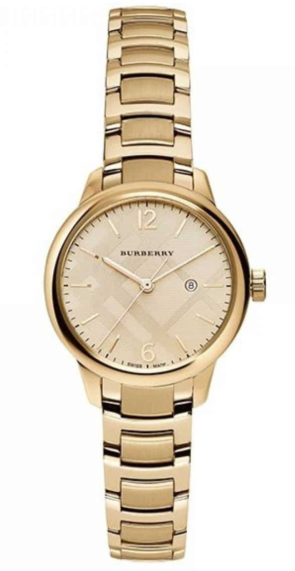 Burberry The Classic Champagne Gold Dial Gold Steel Strap Watch for Wo