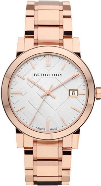 Burberry The City White Dial Rose Gold Steel Strap Watch for 