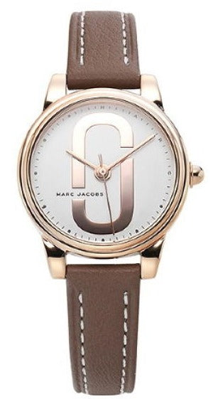 Marc Jacobs Corie White Dial Brown Leather Strap Watch for Women - MJ1581