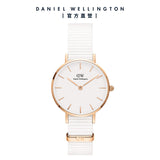 Daniel Wellington Petite Dover Quartz White Dial White NATO Strap Watch For Women - DW001000313