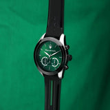 Maserati Traguardo Chronograph Green Dial Black Silicone Strap Watch For Men - R8871612043