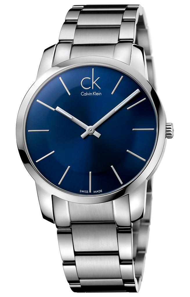 Calvin Klein City Blue Dial Silver Steel Strap Watch for Men - K2G2114