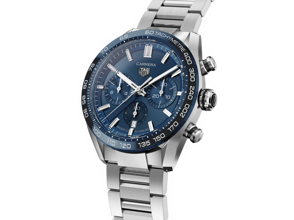 Tag Heuer Carrera Chronograph Blue Dial Silver Steel Strap Watch for Men - CBN2A1A.BA0643