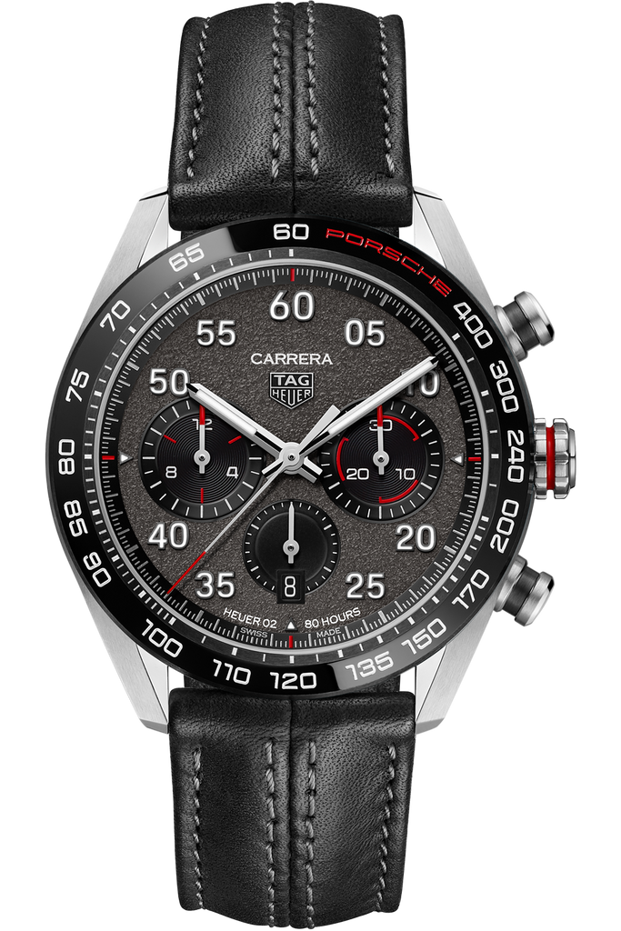 Tag Heuer Carrera Porsche Chronograph Special Edition Black Dial Black Leather Strap Watch for Men - CBN2A1F.FC6492