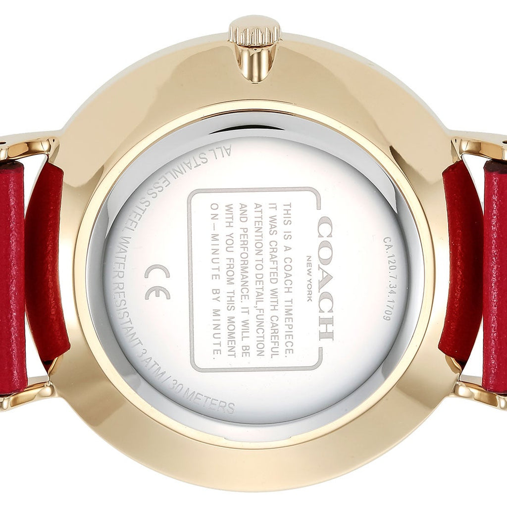 Coach Perry Red Dial Red Leather Strap Watch for Women - 14503486