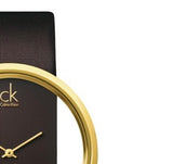 Calvin Klein Glam Transparent Dial Brown Leather Strap Watch for Women - K9423503