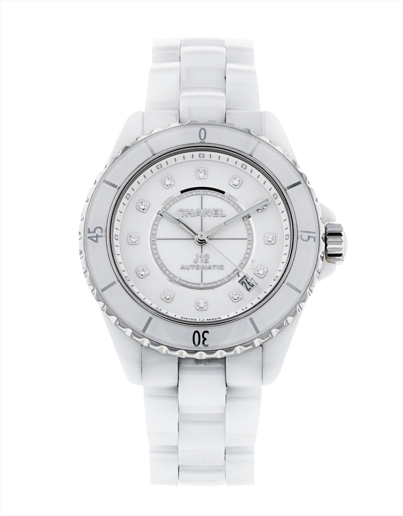 Chanel J12 Quartz Diamonds White Dial White Steel Strap Watch for Women - J12 H5703