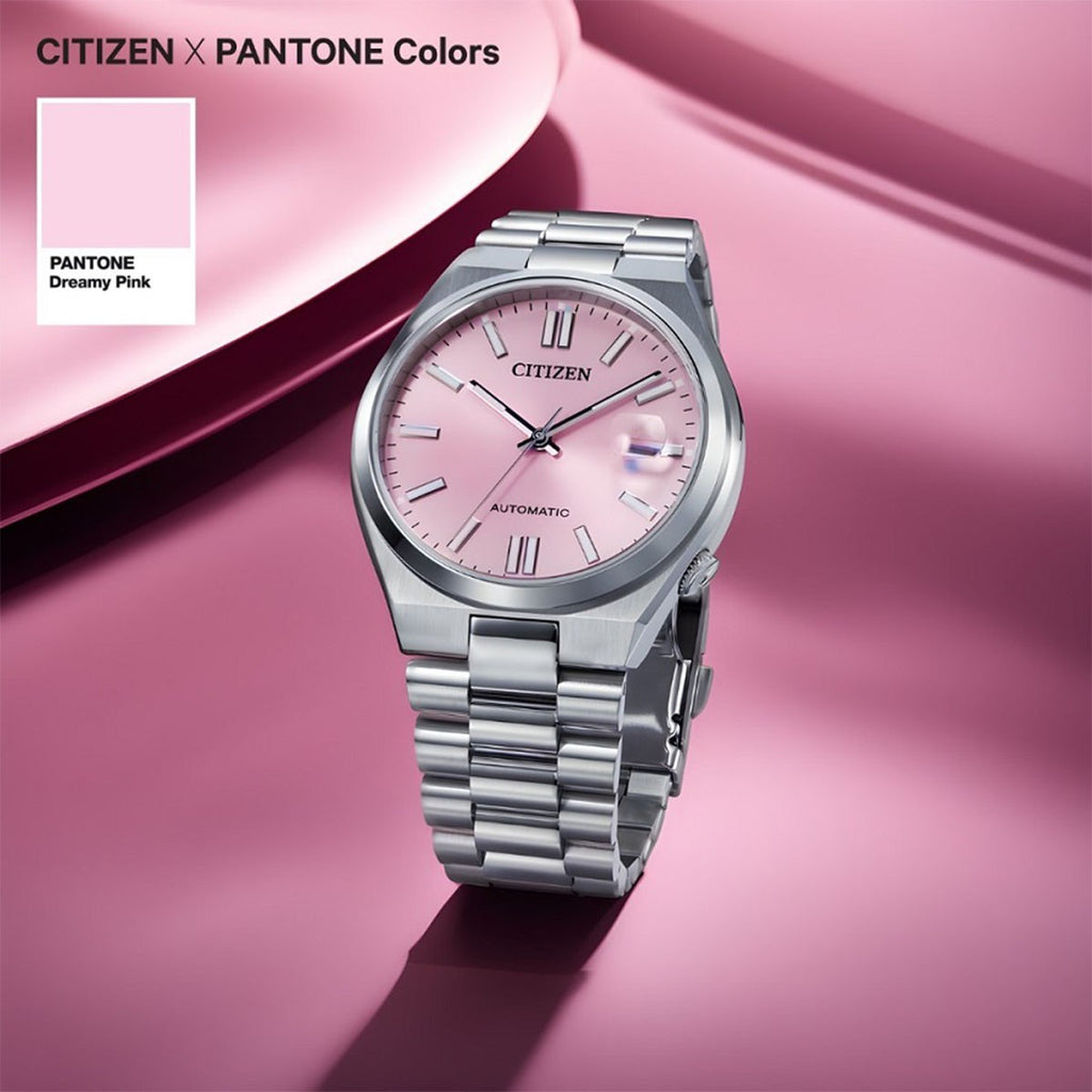 Citizen x Pantone Automatic Dreamy Pink Dial Silver Steel Strap Watch For Men - NJ0158-89X