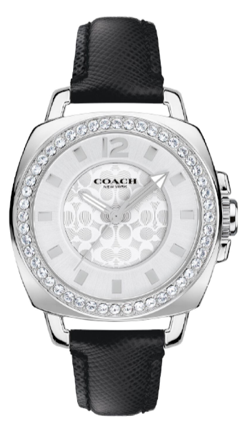 Coach Boyfriend Silver Dial Black Leather Strap Watch for  display picture 2