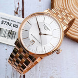 Tissot T Classic Carson Premium Automatic White Dial Rose Gold Steel Strap Watch for Men - T122.407.33.031.00
