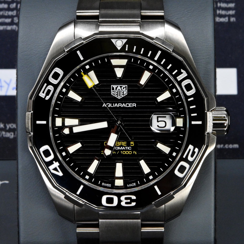 Tag Heuer Aquaracer Black Dial Silver Steel Strap Strap Watch for Men - WAY201A.BA0927