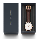 Daniel Wellington Classic Bristol White Dial Brown Leather Strap Watch For Men - DW00100009