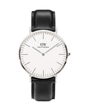 Daniel Wellington Classic Sheffield White Dial Black Leather Strap Watch For Men - DW00100020