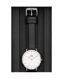 Daniel Wellington Classic Sheffield White Dial Black Leather Strap Watch For Men - DW0010003120