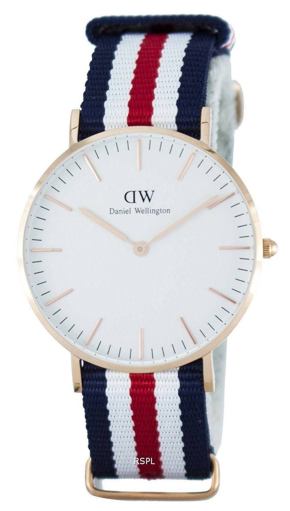 Daniel Wellington Classic Canterbury White Dial Two Tone NATO Strap Watch For Women - DW00100030