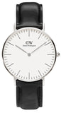 Daniel Wellington Classic Sheffield White Dial Black Leather Strap Watch For Women - DW00100053