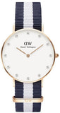 Daniel Wellington Classy Glasgow White Dial Two Tone Nylon Strap Watch For Women - DW00100078