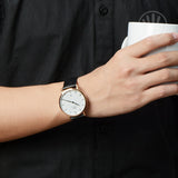 Daniel Wellington Classic Sheffield White Dial Black Leather Strap Watch For Men - DW00100084