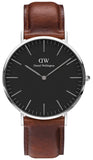 Daniel Wellington Classic St Mawes Black Dial Brown Leather Strap Watch For Men - DW00100130