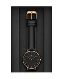 Daniel Wellington Classic Sheffield 36 Black Leather Strap Black Dial Quartz Watch For Womens - DW00100139