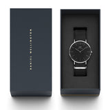 Daniel Wellington Classic Cornwall Black Dial Black Nylon Strap Watch For Women - DW00100149