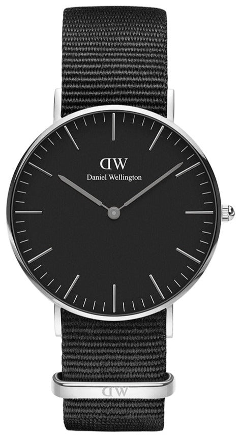 Daniel Wellington Classic Cornwall Quartz Black Dial Black Nylon Strap Watch For Women - DW00100151