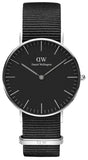 Daniel Wellington Classic Cornwall Quartz Black Dial Black Nylon Strap Watch For Women - DW00100151