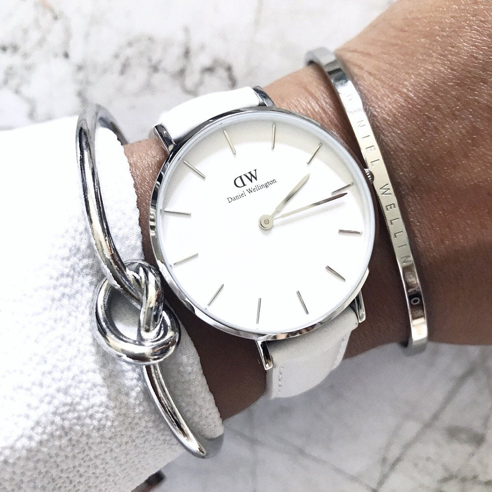 Daniel Wellington Petite Bondi White Dial White Leather Strap Watch For Women - DW00100190