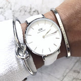 Daniel Wellington Petite Bondi White Dial White Leather Strap Watch For Women - DW00100190
